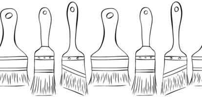 Paint brush seamless border. graphic line ink composition isolated on transparent background vector