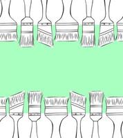 Paint Brush seamless border frame. graphic line ink template. Isolated Paintbrush Collection. vector