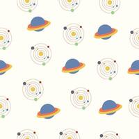 An elegant pattern with Saturn s rings and planetary orbits drawn in clean lines on a light background. vector
