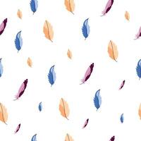 Colorful feathers watercolor seamless pattern. Design element for posters, labels, and gift wrapping paper. vector