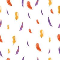 Colorful feathers watercolor seamless pattern. Design element for posters, labels, and gift wrapping paper. vector