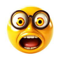 Vibrant wow emoji reaction with glowing eyes digital art fun animated environment close-up expression of surprise png