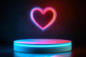 Glowing Neon Heart with Futuristic Display photo