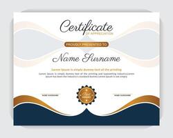 Abstract and modern blue gradient luxury gold certificate template design, Modern diploma certificate award template design, creative, modern, Simple certificate vector