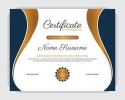 Modern blue gradient luxury gold business certificate template design, Modern diploma certificate award template design, creative, modern, Simple certificate vector