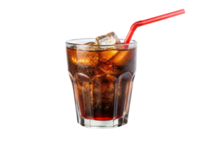 Drawing of a glass with a cola and drinking straw placed on table png
