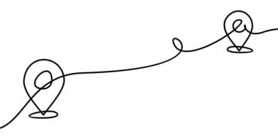 continuous line drawing of location map icon, destination symbol. abstract line art illustration vector