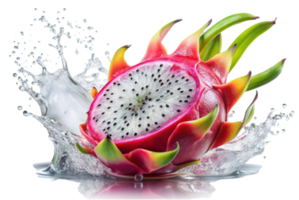 Drago fruit in juice splash isolated colorful beverage png