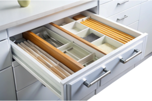 Drawer dividers keep essentials neatly separated and accessible png