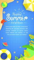 Vertical Happy summer end of season background banner designs. Suitable for Horizontal posters, greeting cards, and website headers. vector