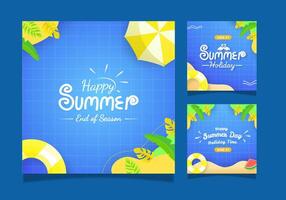 Set Happy summer end of season background banner designs. Suitable for greeting card. vector