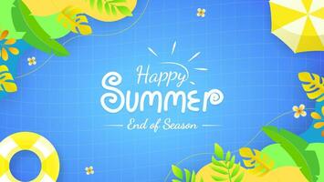 Happy summer end of season with floral summer elements. Suitable for greeting card vector