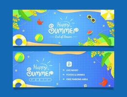 Happy summer end of season background banner designs. Suitable for Horizontal posters, greeting cards, and website headers. vector