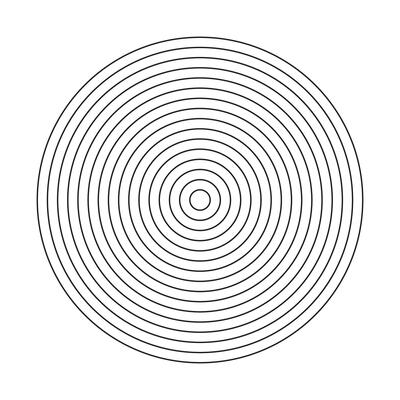 Polar grid of 15 concentric circles. Wheel of life, habits tracker. Coaching blank mockup. Circle diagram divided on fifteen segments. Blank polar graph paper layout. Graphic outline template.
