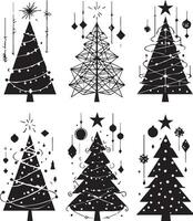 trees silhouette set design vector