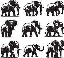 Set Of Elephant Silhouettes vector