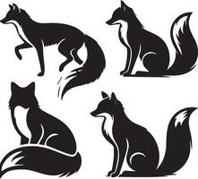 Fox Silhouettes Set vector