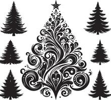 silhouette of tree set vector