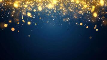 Elegant dark blue backdrop enhanced with a cascade of shimmering golden specks photo