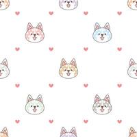 Seamless pattern Of colorful shiba inu vector