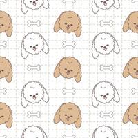 Seamless pattern of poodle puppy vector
