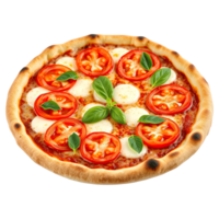 High-Resolution Pizza Image for Menu and Branding Transparent Background with tomatoes and mozzarella cheese png