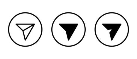 Share, send icon set on circle line. Social media paper plane sign symbol vector