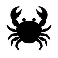 A solid black silhouette of a crab against a pure white background. vector
