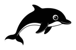 A simple, stylized silhouette of a dolphin in a playful pose. vector