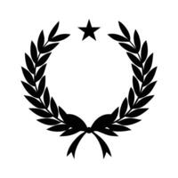 Simple Black Laurel Wreath with Star, Perfect for Awards and Recognition vector