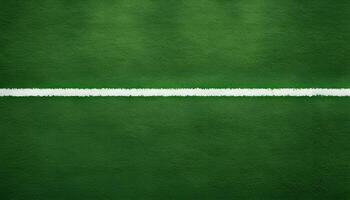 White stripe on the artificial grass green soccer field from top view photo