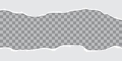 Torn paper banner template. Ripped squared horizontal white paper strips with soft shadow vector