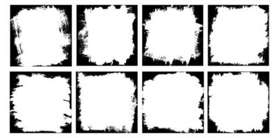 Set of grunge textured square frames. Brush Stroke Paint borders. Space for your text. Design elements vector