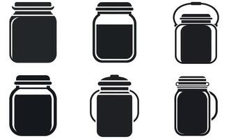 silhouette Glass Jars with Various Styles vector