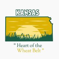 Kansas State with Text Heart of the Corn Belt Perfect for Print, Apparel, etc vector