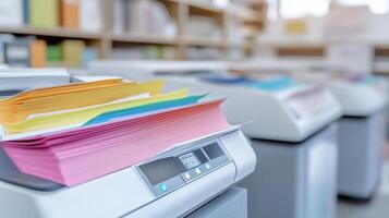 office plotter or professional photocopier with color ribbons, designed for premium printing services photo