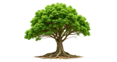 Green Leaves and Intricate Roots on isolated Background. png