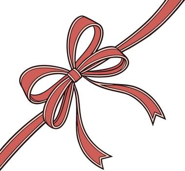 A red ribbon with a bow on a white background vector