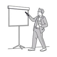 Man giving presentation on whiteboard illustration vector
