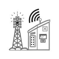 Cell phone tower and antenna illustration vector