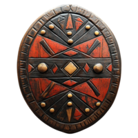 a shield with a red and black design png