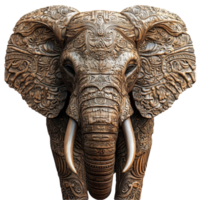 Handcrafted Elephant Statue with Elegant Carvings png