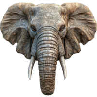 an elephant head with tusks on a transparent background png
