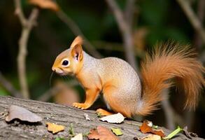 Alert Squirrel Perched on a Tree Branch photo