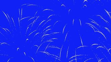 Abstract Real Firework on blue screen chroma key background, 4th of July independence day and new year eve 2025 concept. High quality 4k chromakey slow motion cinematic video