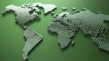 Metallic World Map on Green Background photo