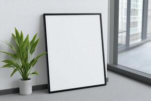 Blank Poster Mockup in Modern Office photo