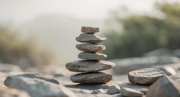 Stacked Rocks in Natural Outdoor Setting photo