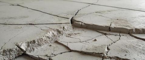 A close up of a cracked concrete floor photo