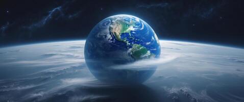 The earth is seen from space in this image photo